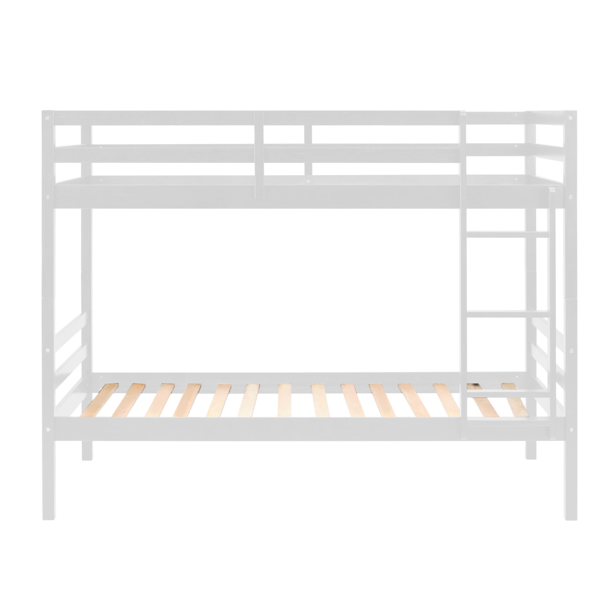 Twin Over Twin Bunk Bed With Ladder,Wooden Bunk Bed With High Guardrail And Ladder For Kids, Teens, Dorm Rooms, And Guest Rooms,No Box Spring Needed,White_voghion.com